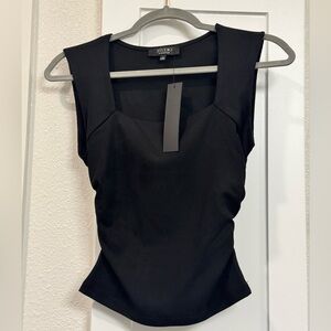 🖤 STUDIO by The Workshop Black Sleeveless Structured Top – NWT Size S (Buckle)
